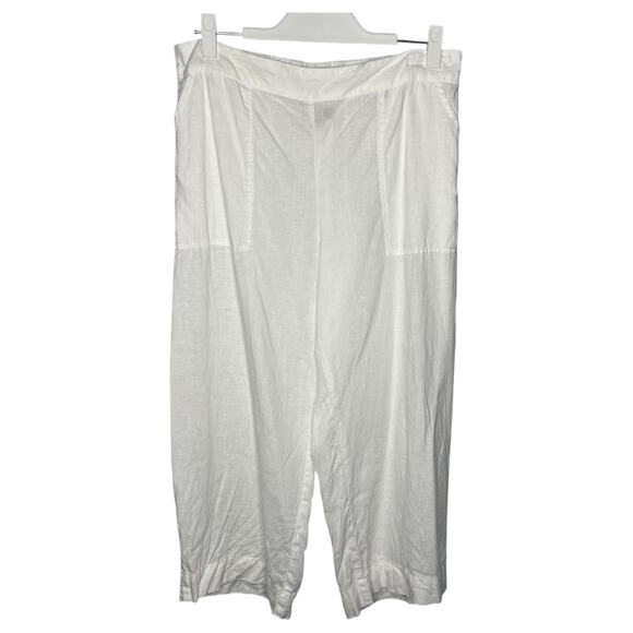 Flax Women's Pants Size Medium White Wide Leg Linen Minimalist Coverup Sheer - Picture 1 of 7